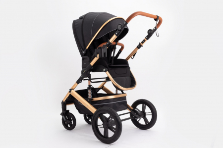 Carucior 2 in 1 Premium Gold Q2, Negru, transformabil, reversibil, cu husa si geanta [10]