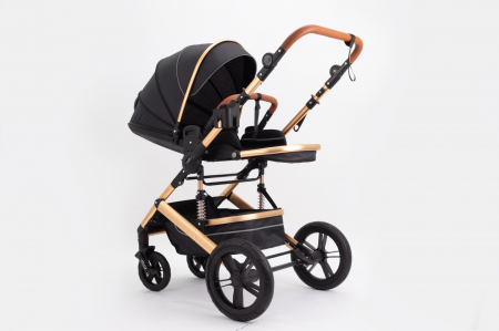 Carucior 2 in 1 Premium Gold Q2, Negru, transformabil, reversibil, cu husa si geanta [4]