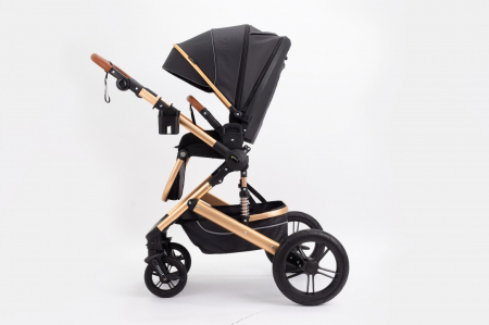 Carucior 2 in 1 Premium Gold Q2, Negru, transformabil, reversibil, cu husa si geanta [5]