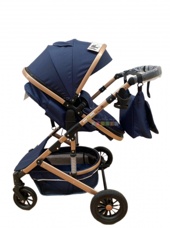 Carucior 2 in 1, reversibil, cu suspensii, T7 albastru - L-Sun [2]