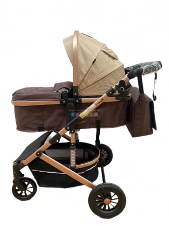 Carucior 2 in 1, reversibil, cu suspensii, T7 crem - L-Sun [6]