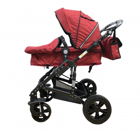 Carucioare copii - Carucior 2 in 1, reversibil, pliabil, suspensii duble, Teknum 6618, rosu