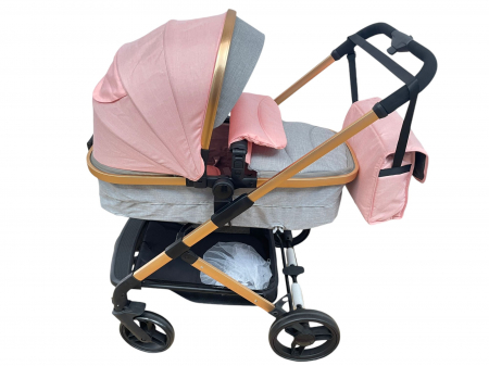 Carucioare copii - Carucior 2 in 1 transformabil landou-sport, 608 Roz - Gri