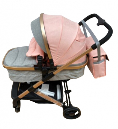 Carucioare copii - Carucior 2 in 1 transformabil landou-sport, 608 Roz - Gri