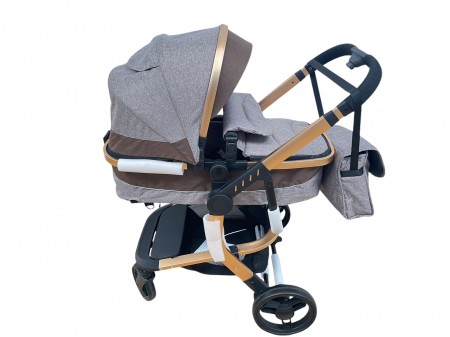 Carucior 2 in 1cu maner reversibil, transformabil landou-sport, 518 Crem [6]