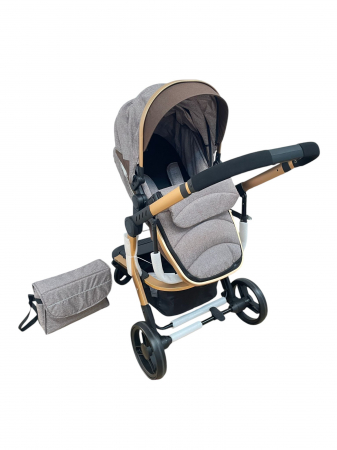 Carucior 2 in 1cu maner reversibil, transformabil landou-sport, 518 Crem [2]