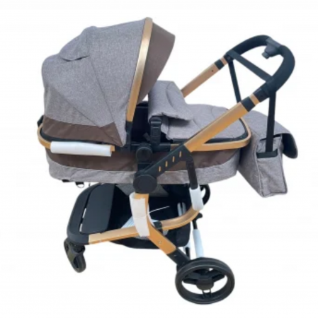 Carucioare copii - Carucior 2 in 1cu maner reversibil, transformabil landou-sport, 518 Crem