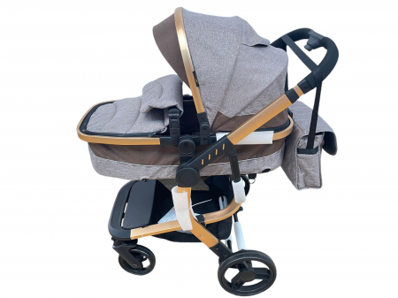 Carucior 2 in 1cu maner reversibil, transformabil landou-sport, 518 Crem [4]