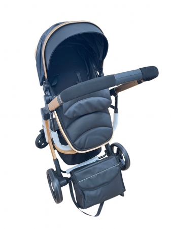 Carucioare copii - Carucior 2 in 1cu maner reversibil, transformabil landou-sport, 518 Negru