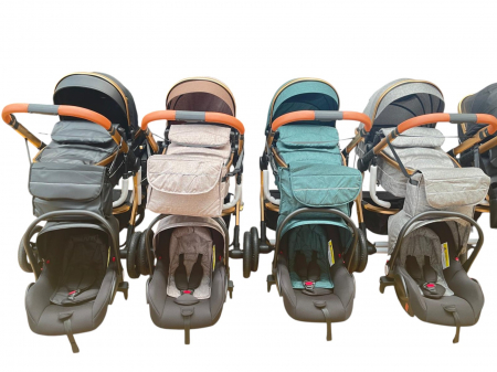 Carucior 3 in 1cu maner reversibil, transformabil landou-sport si scoica, 517 Crem [7]