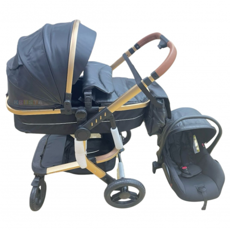 Carucior 3 in 1cu maner reversibil, transformabil landou-sport si scoica, 517 Negru [4]