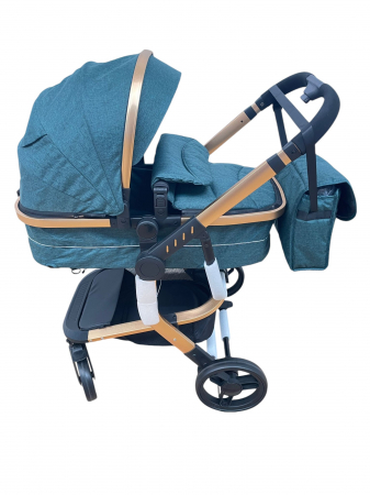 Carucioare copii - Carucior 2 in 1cu maner reversibil, transformabil landou-sport, 518 Verde