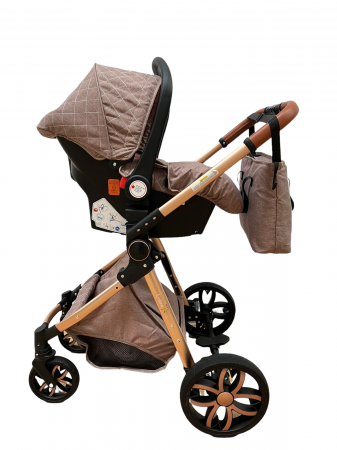 Carucior 3 in 1, 3 piese landou, sport si scoica, T6 - crem [3]