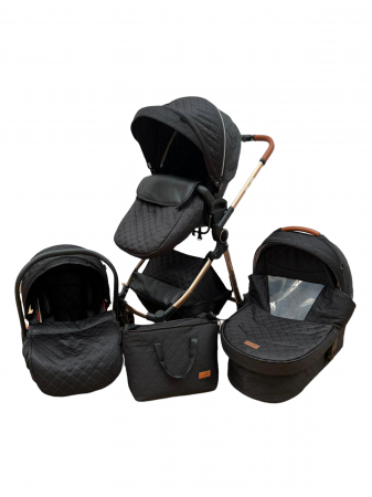 Carucior 3 in 1, 3 piese landou, sport si scoica, T6 - negru [7]