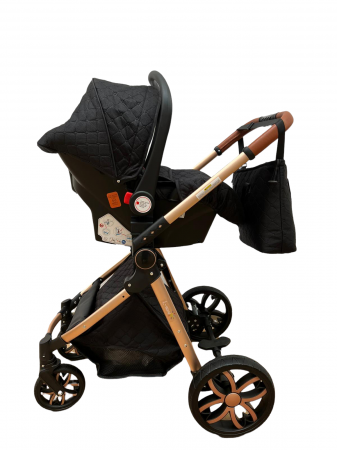 Carucior 3 in 1, 3 piese landou, sport si scoica, T6 - negru [11]