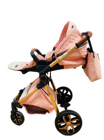 Carucior 3 in 1, 3 piese landou, sport si scoica, T6 - roz [7]