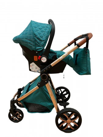 Carucior 3 in 1, 3 piese landou, sport si scoica, T6 - verde [10]
