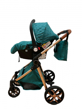 Carucior 3 in 1, 3 piese landou, sport si scoica, T6 - verde [4]