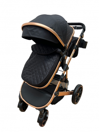 Carucior T4, 3 in 1, cu suspensii, transformabil landou-sport, Negru [3]