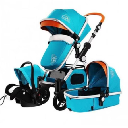 Carucioare copii - Carucior 3 in 1 Deluxe cu Scoica, Dubla Suspensie si Maner Reversibil Golden Verde