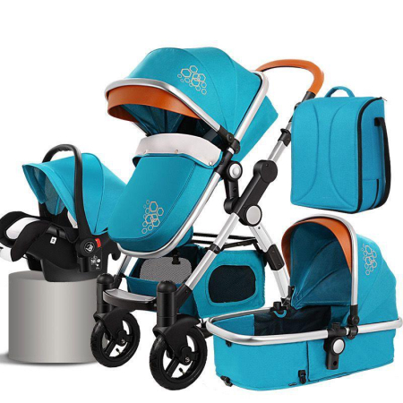 Carucioare copii - Carucior 3 in 1 Deluxe cu Scoica, Dubla Suspensie si Maner Reversibil Golden Verde