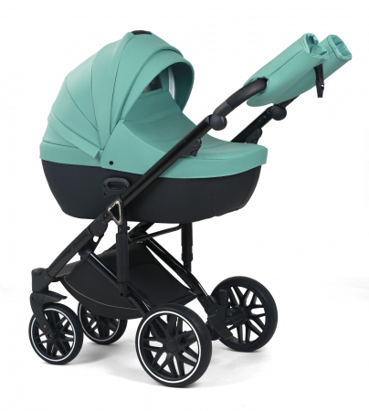 Carucioare copii - Carucior 3 in 1, G8 Luxury Verde, reversibil, cu suspensii, din piele ECO