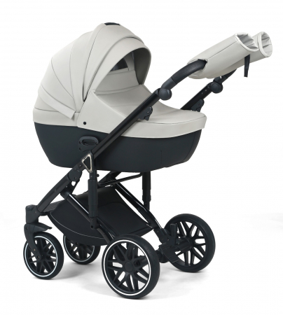 Carucioare copii - Carucior 3 in 1, G8 Luxury Gri, reversibil, cu suspensii, din piele ECO
