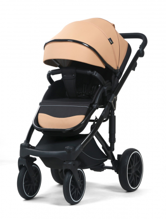Carucior 3 in 1, G8 Luxury Crem, reversibil, cu suspensii, din piele ECO [3]