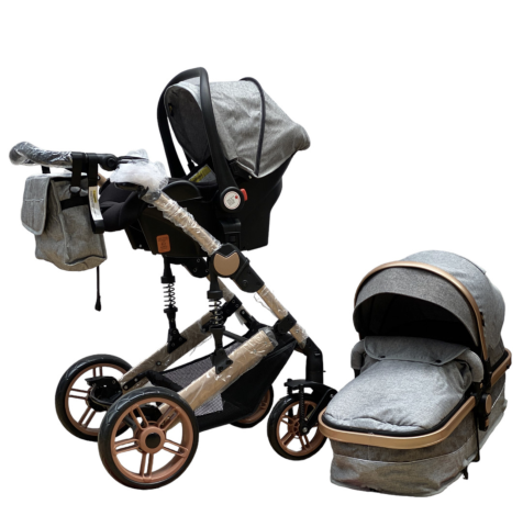 Carucior 3 in 1, landou transformabil in sport si scoica, pliabil, reversibil, 588 Gri [2]