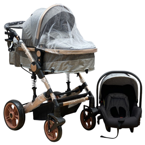 Carucior 3 in 1, landou transformabil in sport si scoica, pliabil, reversibil, 588 Gri [3]