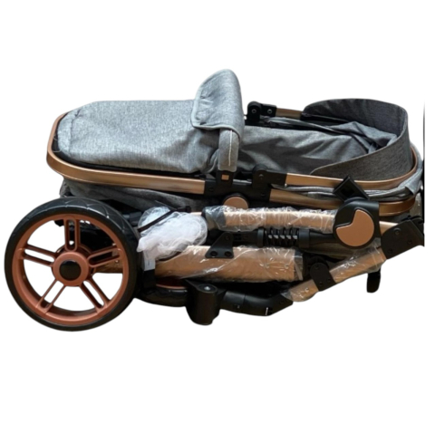 Carucior 3 in 1, landou transformabil in sport si scoica, pliabil, reversibil, 588 Gri [6]