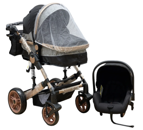 Carucior 3 in 1, landou transformabil in sport si scoica, pliabil, reversibil, 588 Negru [3]