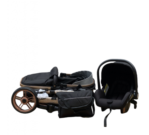 Carucior 3 in 1, landou transformabil in sport si scoica, pliabil, reversibil, 588 Negru [5]