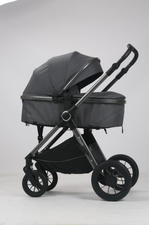 Carucioare copii - Carucior 3 in 1 Luxmom A4, Gri, Dublu Reversibil cu Scoica