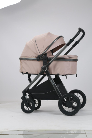 Carucioare copii - Carucior 3 in 1 Luxmom A4, Crem, Dublu Reversibil cu Scoica