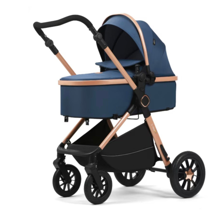 Carucioare 3 in 1 - Carucior 3 in 1 reversibil, cu suspensii, cu scoica, parte sport transformabila in landou, T5 albastru