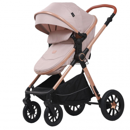 Carucior 3 in 1 reversibil, cu suspensii, cu scoica, parte sport transformabila in landou, T5 roz [2]