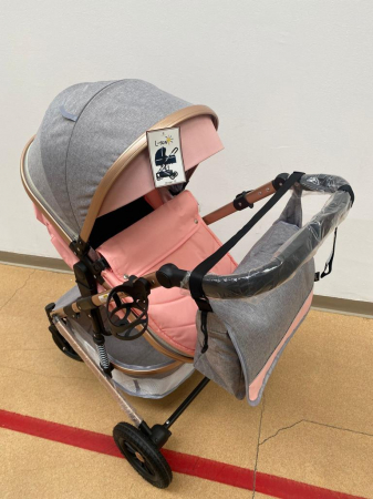 Carucior 3 in 1, reversibil, cu suspensii, reversibil, compact, T2 New, roz cu gri [6]