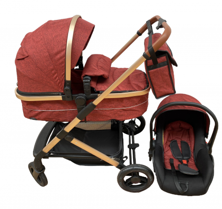 Carucioare copii - Carucior 3 in 1 transformabil landou-sport, scoica 508P Rosu