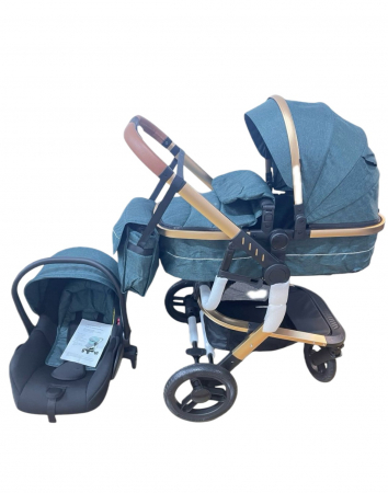 Carucior 3 in 1cu maner reversibil, transformabil landou-sport si scoica, 517 Verde [5]