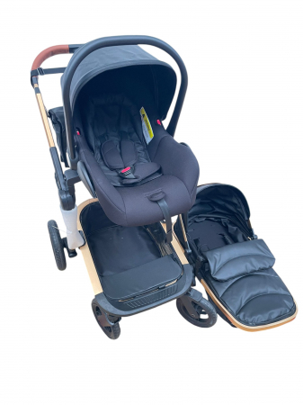 Carucior 3 in 1cu maner reversibil, transformabil landou-sport si scoica, 517 Negru [10]
