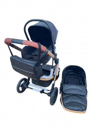 Carucior 3 in 1cu maner reversibil, transformabil landou-sport si scoica, 517 Negru [2]