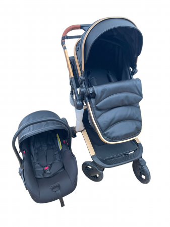 Carucior 3 in 1cu maner reversibil, transformabil landou-sport si scoica, 517 Negru [3]