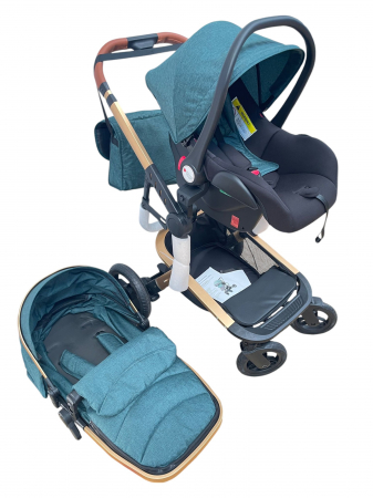 Carucior 3 in 1cu maner reversibil, transformabil landou-sport si scoica, 517 Verde [4]