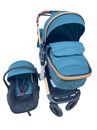 Carucior 3 in 1cu maner reversibil, transformabil landou-sport si scoica, 517 Verde [3]