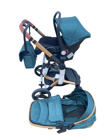 Carucior 3 in 1cu maner reversibil, transformabil landou-sport si scoica, 517 Verde [2]