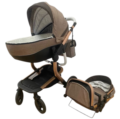 Carucior 518C Crem, 3 in 1, cu landou, carucior sport si scoica, reversibil [10]