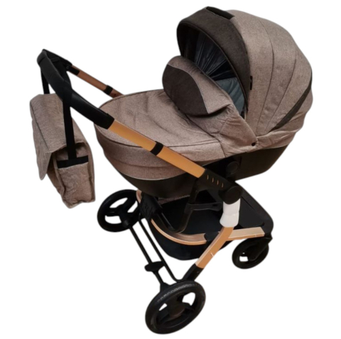 Carucioare 3 in 1 - Carucior 518C Crem, 3 in 1, cu landou, carucior sport si scoica, reversibil