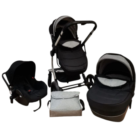 Carucioare 3 in 1 - Carucior 518C Negru, 3 in 1, cu landou, carucior sport si scoica, reversibil