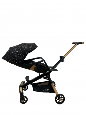 Carucior C2 Deluxe, reversibil, pliabil, cu lumini si muzica, Negru [11]